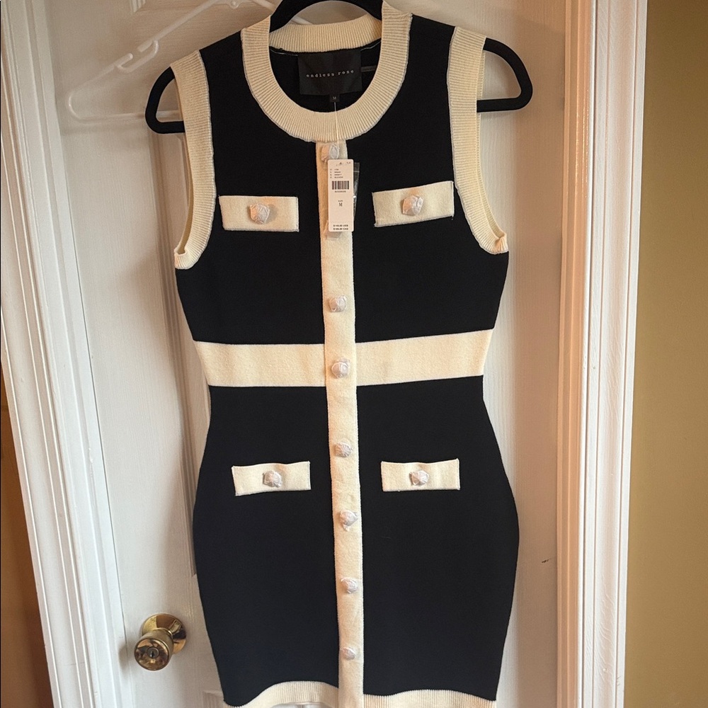 Endless Rose Black and Cream Mini Dress